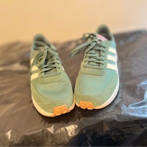 adidas Men’s Mint Green and White Sneakers